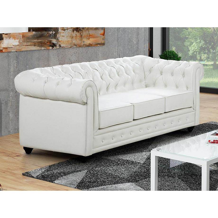 Vente-unique Sofa 3Sitzer Kunstleder CHESTERFIELD  