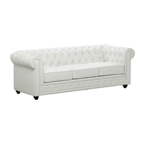 Vente-unique Divano CHESTERFIELD 3 posti in similpelle Bianco  