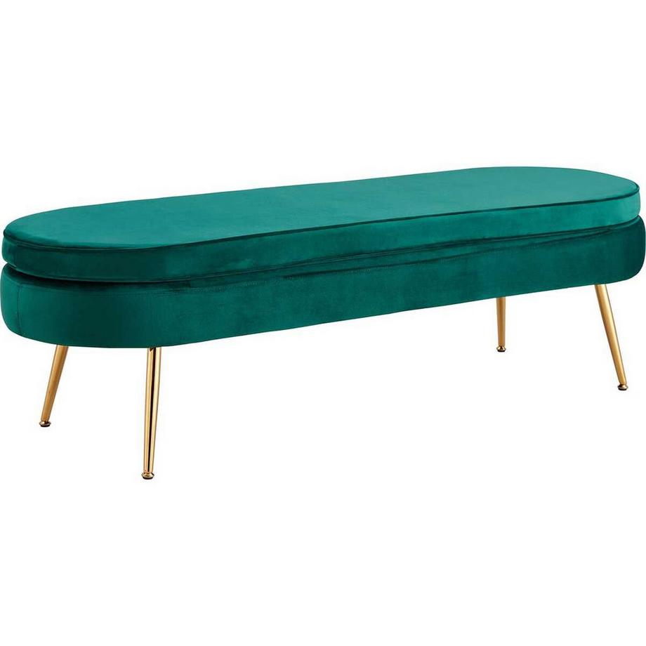 mutoni Pouf ovale velours vert  