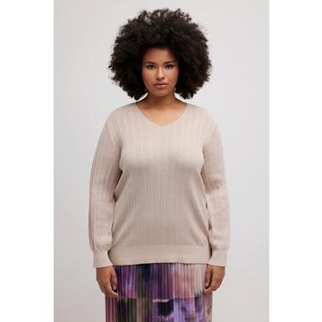 Pullover, Metallic-Effekt, V-Ausschnitt, Langarm