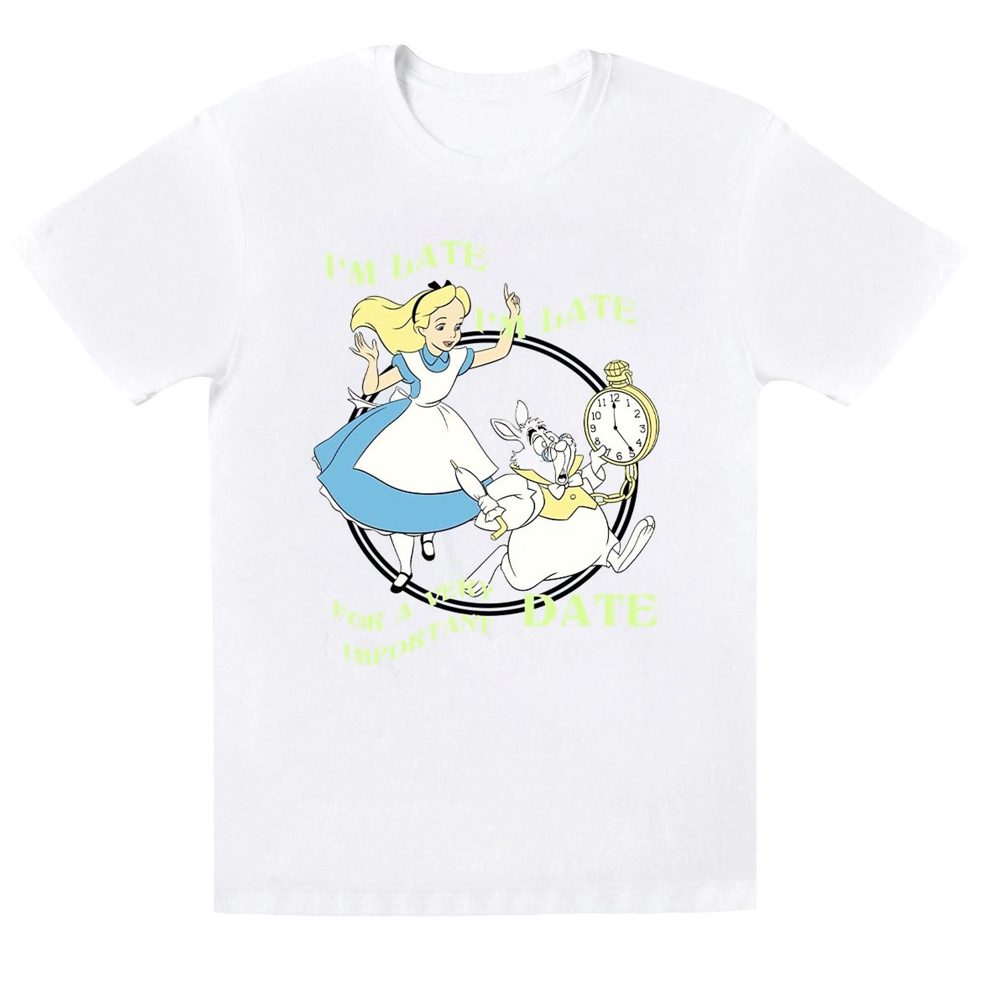 Disney  Tshirt ALICE IN WONDERLAND I'M LATE 
