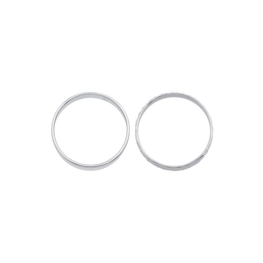 Kuzzoi  Bague Set Unisex Basic Gehämmert 925 Silber 