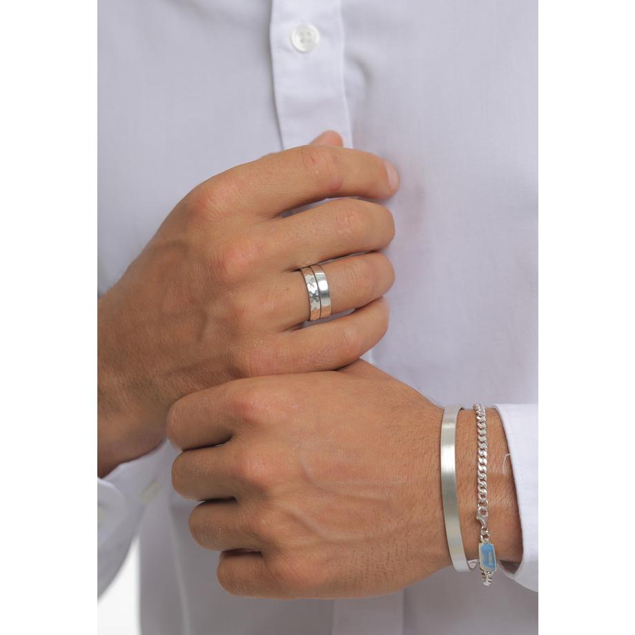 Kuzzoi  Bague Set Unisex Basic Gehämmert 925 Silber 