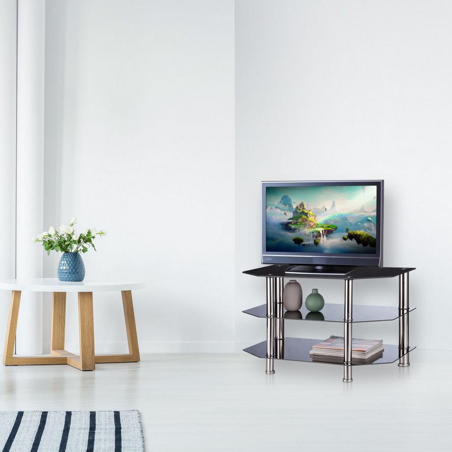 B2X  Table TV en verre noir 