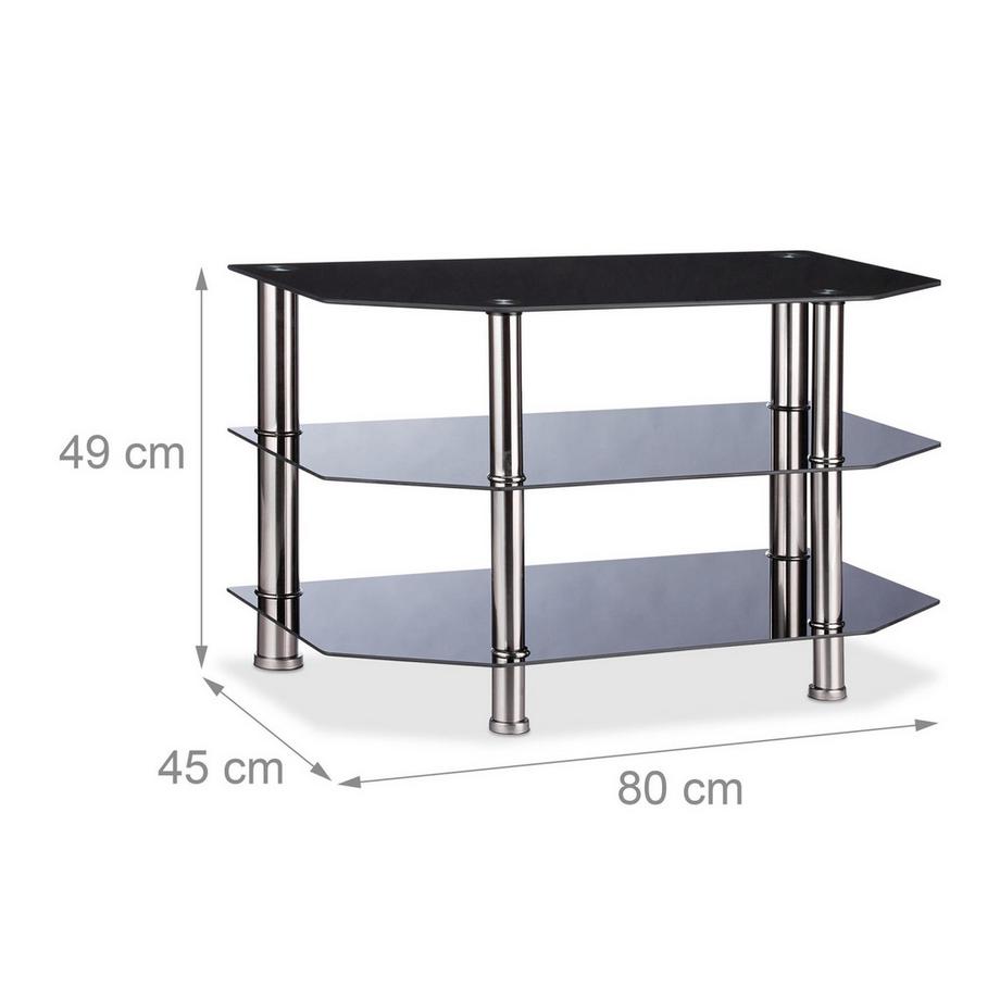 B2X  Table TV en verre noir 