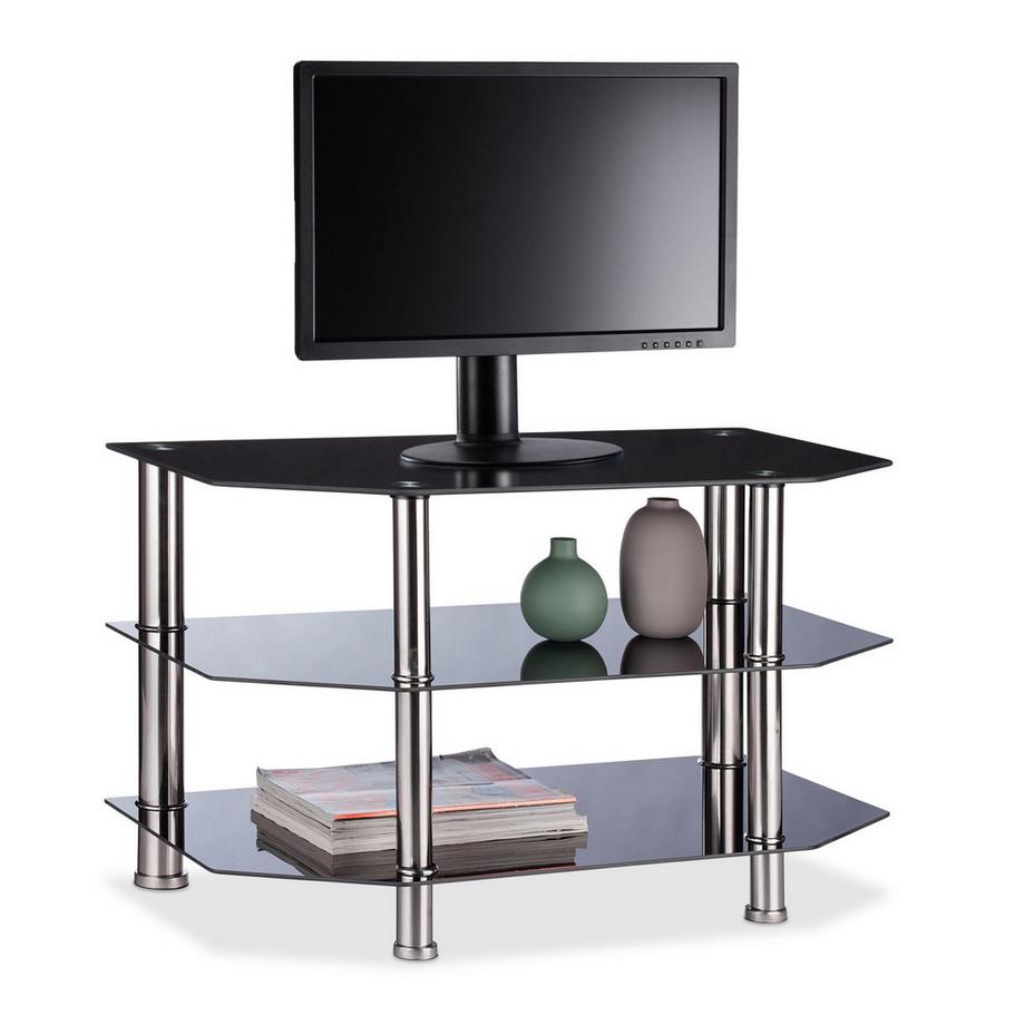 B2X  Table TV en verre noir 