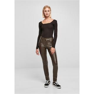 URBAN CLASSICS Kunstleder Slim Fit Mid Rise Hose  