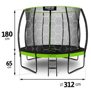 B2X Profiliertes Trampolin für den Garten 10ft/312cm mit innerem Schutznetz Neo-Sport  