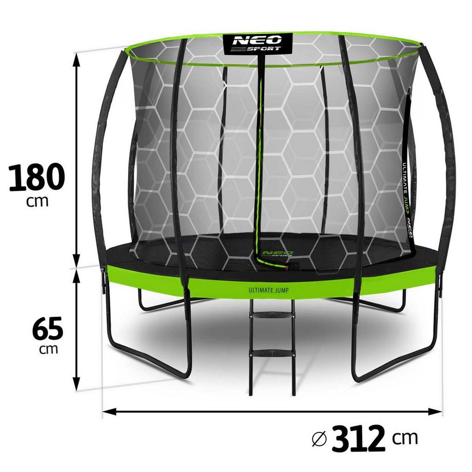 B2X Trampoline profilé pour le jardin 10ft/312cm avec filet de protection intérieur Neo-Sport  