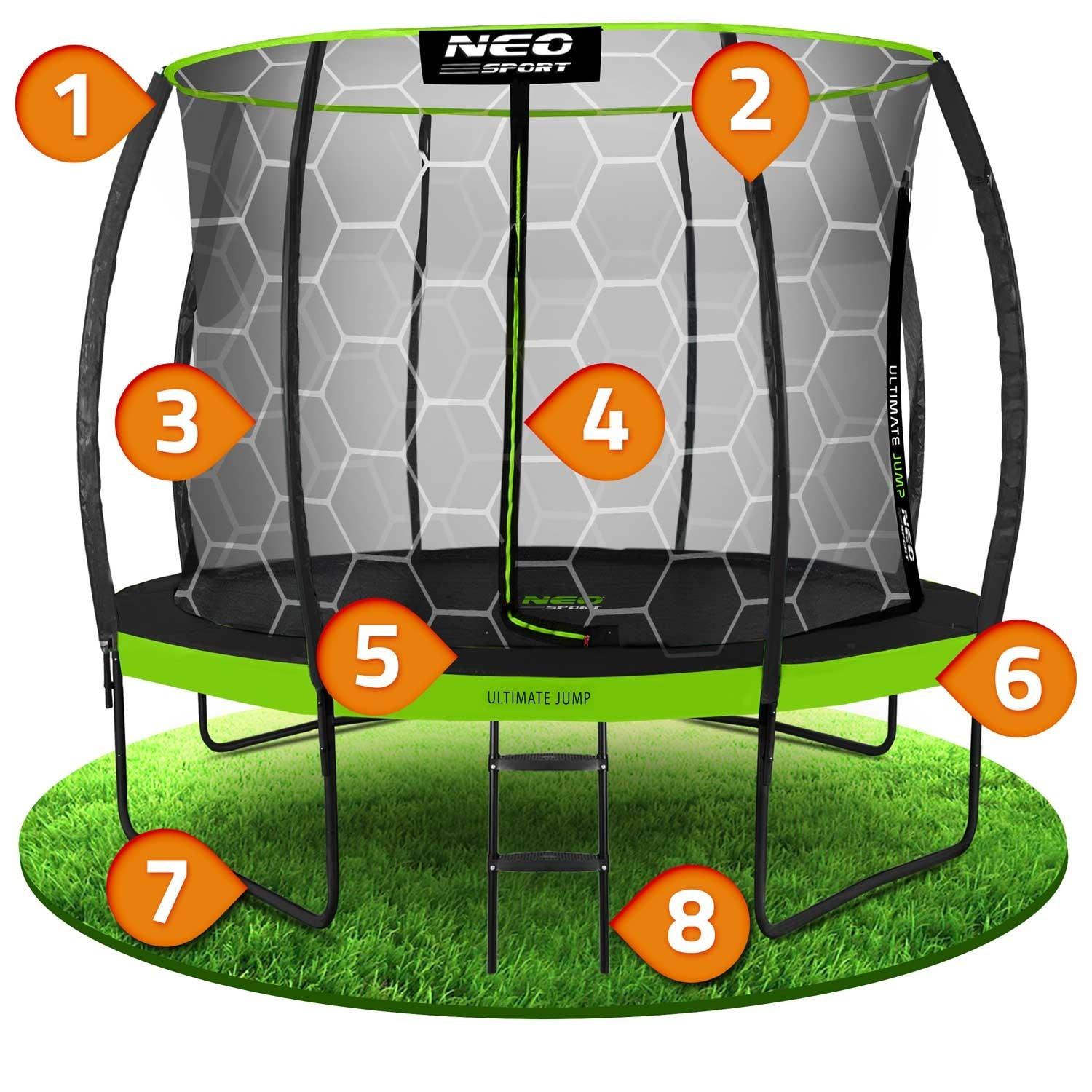 B2X Profiliertes Trampolin für den Garten 10ft/312cm mit innerem Schutznetz Neo-Sport  