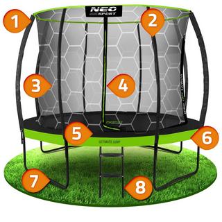 B2X Profiliertes Trampolin für den Garten 10ft/312cm mit innerem Schutznetz Neo-Sport  