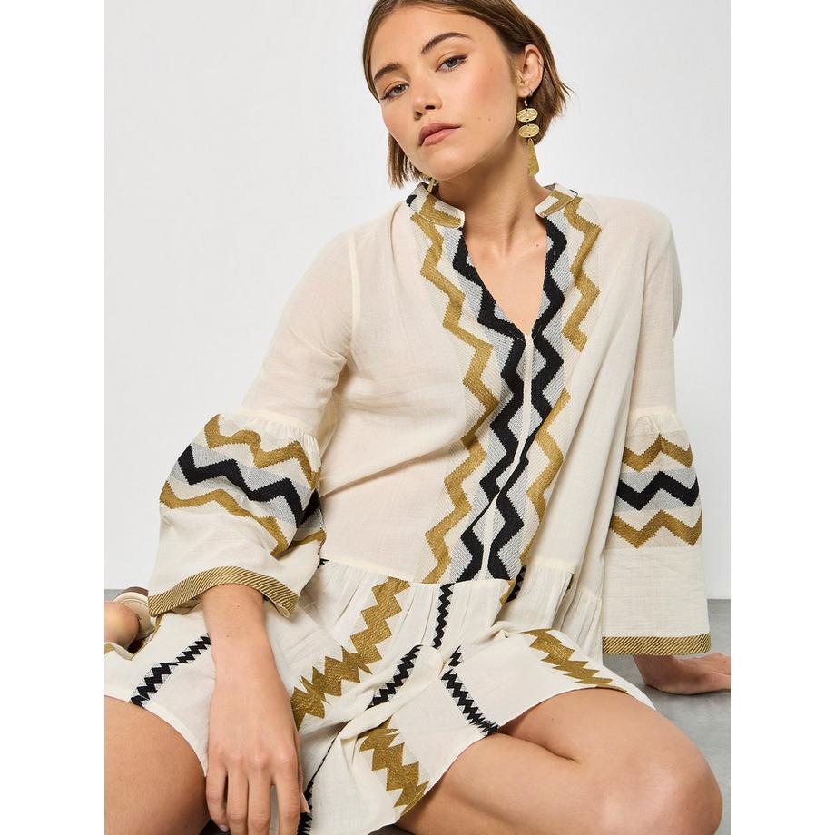 APRICOT Abito Jacquard con Maniche a Campana  