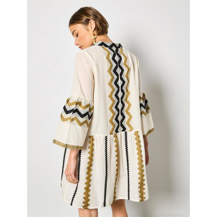 APRICOT Abito Jacquard con Maniche a Campana  