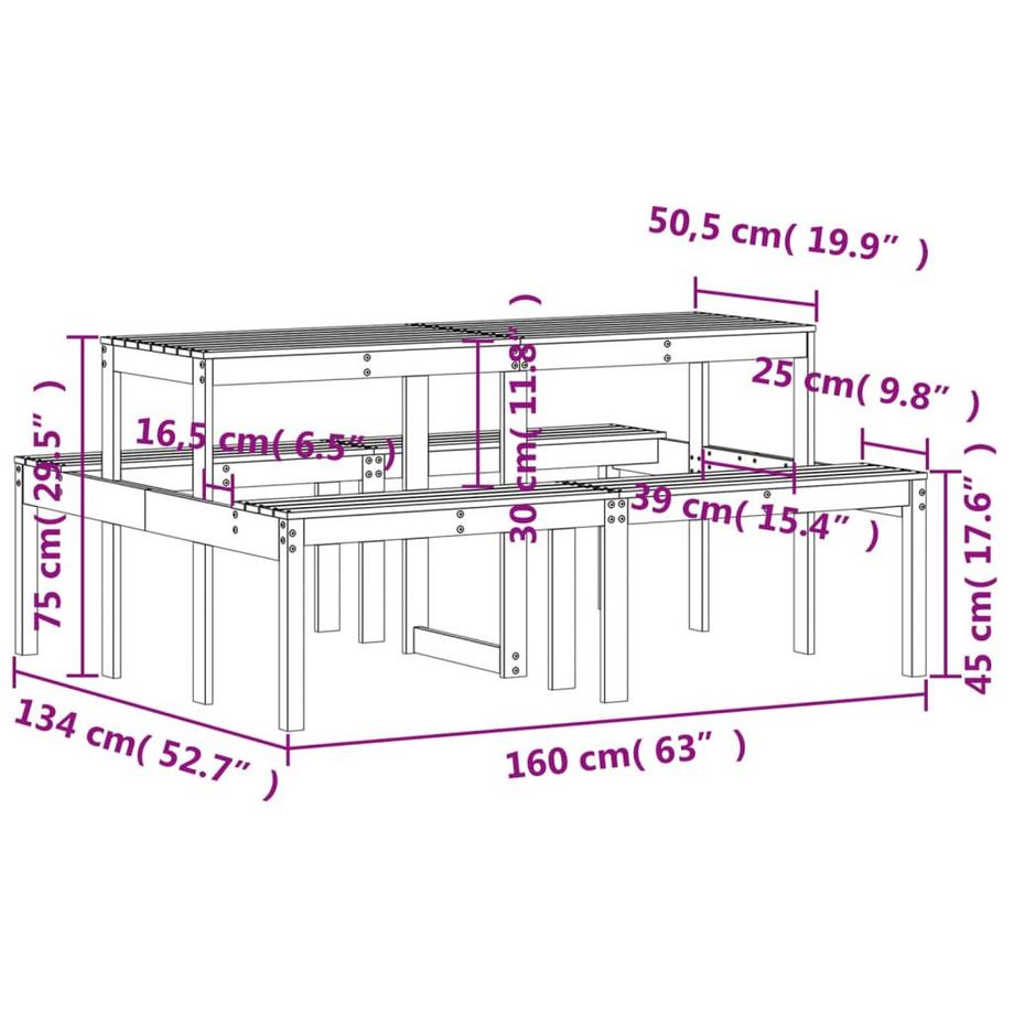 VidaXL Table de pique-nique bois de douglas  