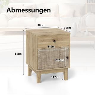 Northix Comodino in rattan con cassetto  