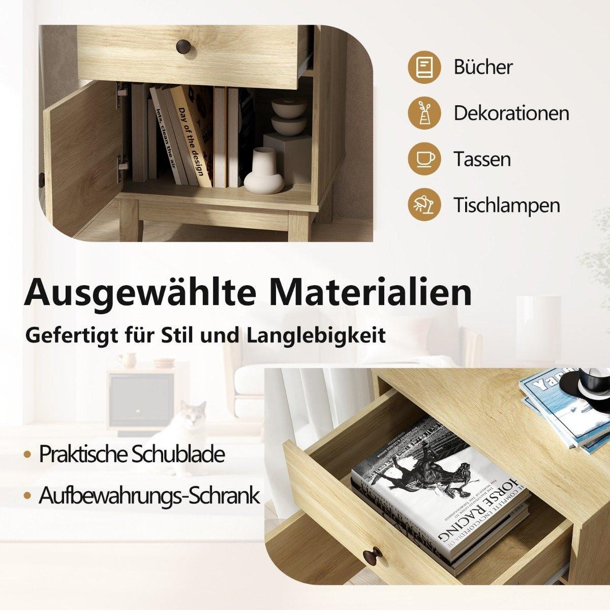 Northix Comodino in rattan con cassetto  