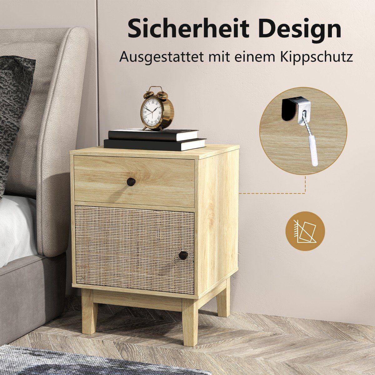 Northix Comodino in rattan con cassetto  