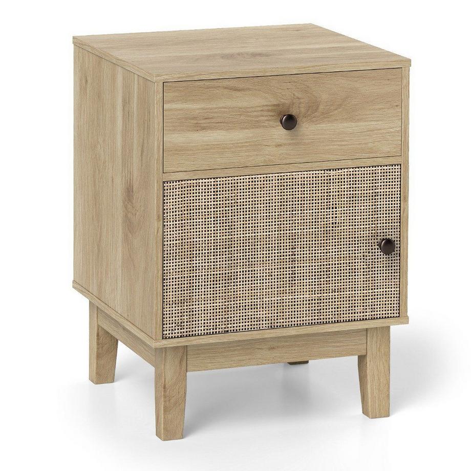 Comodino in rattan con cassetto