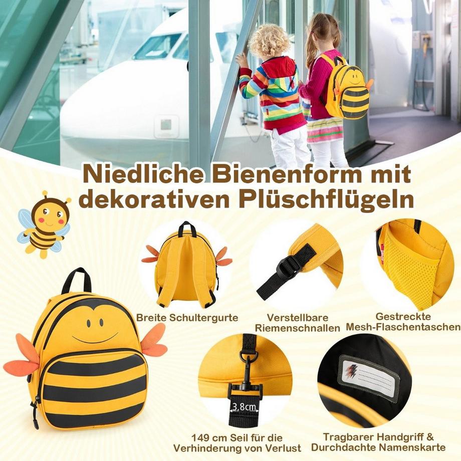 Northix  2tlg Kinderkoffer + Rucksack 47 cm Langer Aufsitzkoffer und 30 cm Breiter Rucksack Gelb 