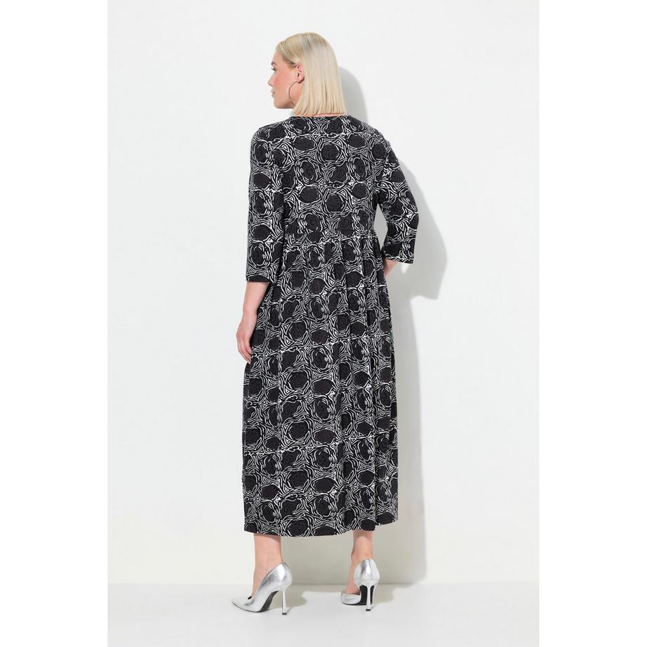 Ulla Popken Jerseykleid A-Linie Blumendruck  