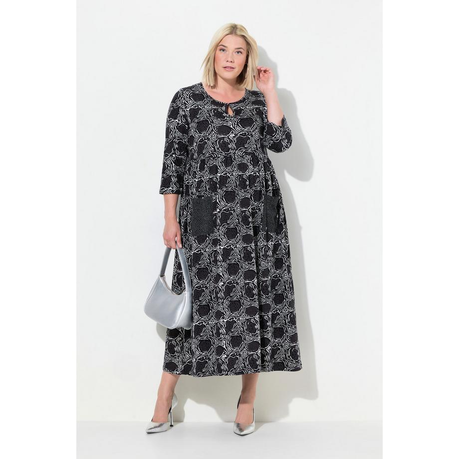 Ulla Popken Jerseykleid A-Linie Blumendruck  