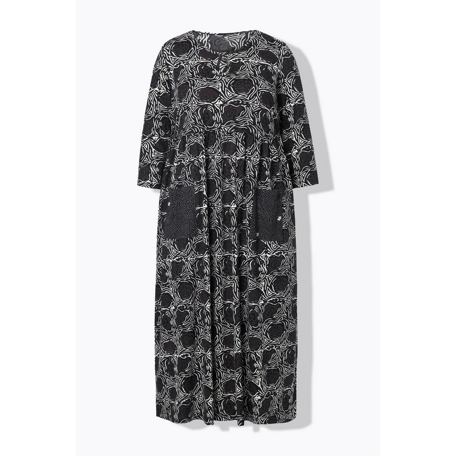 Ulla Popken Jerseykleid A-Linie Blumendruck  