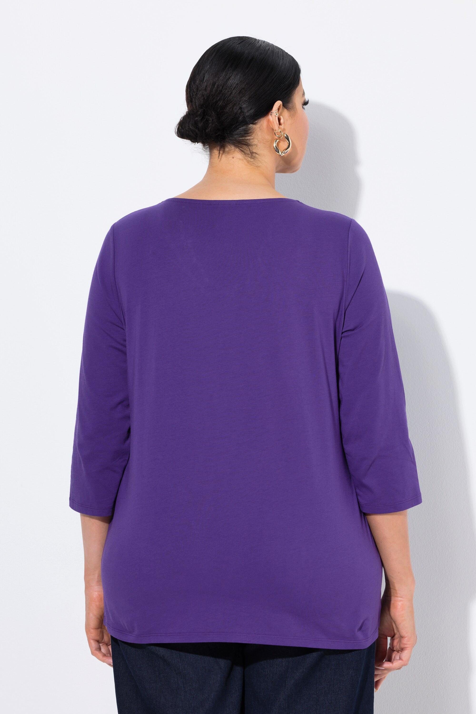 Ulla Popken Maglia Classica Scollo a V Decorato Maniche 3/4  