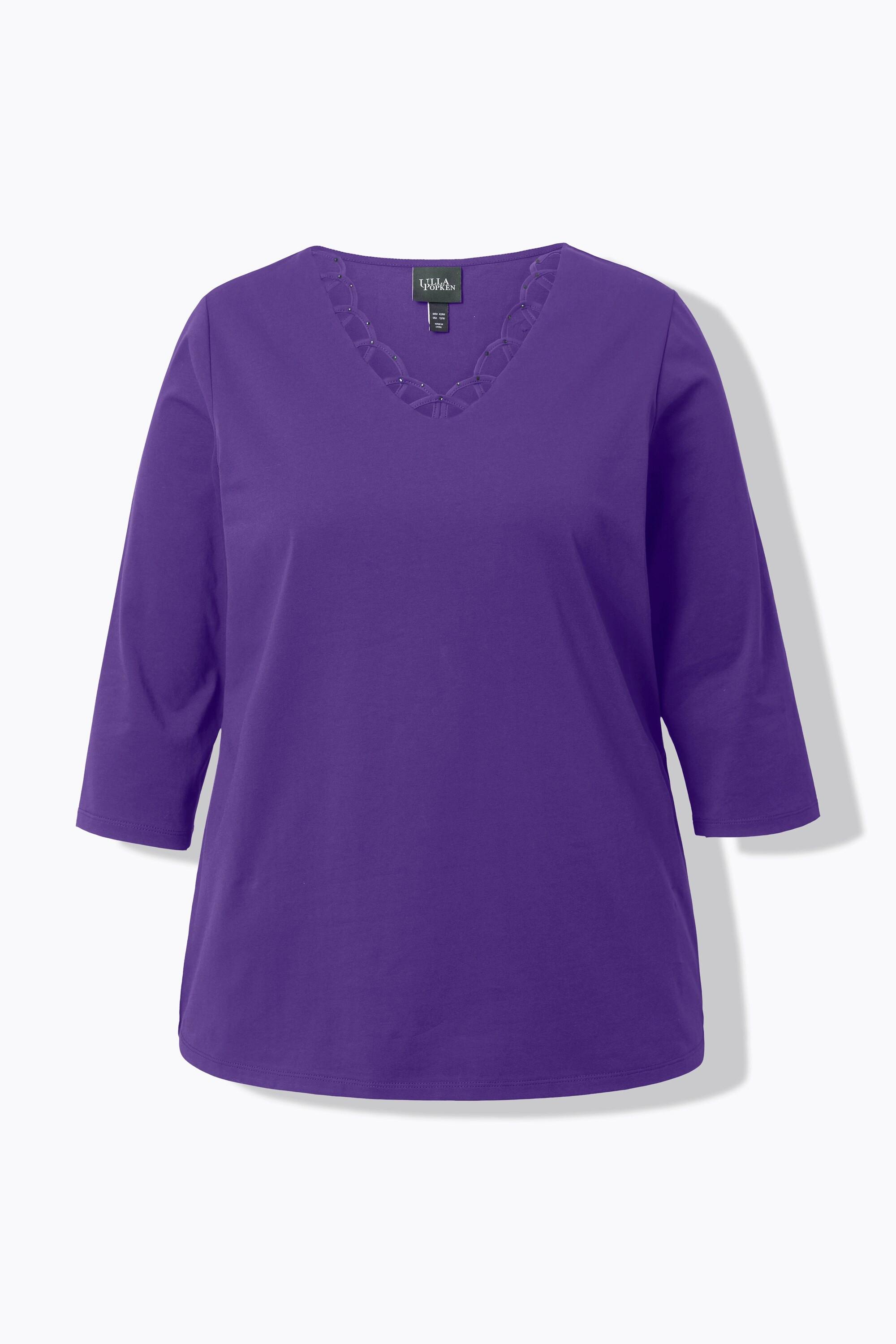 Ulla Popken Maglia Classica Scollo a V Decorato Maniche 3/4  