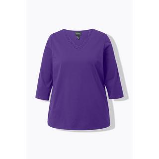 Ulla Popken Maglia Classica Scollo a V Decorato Maniche 3/4  