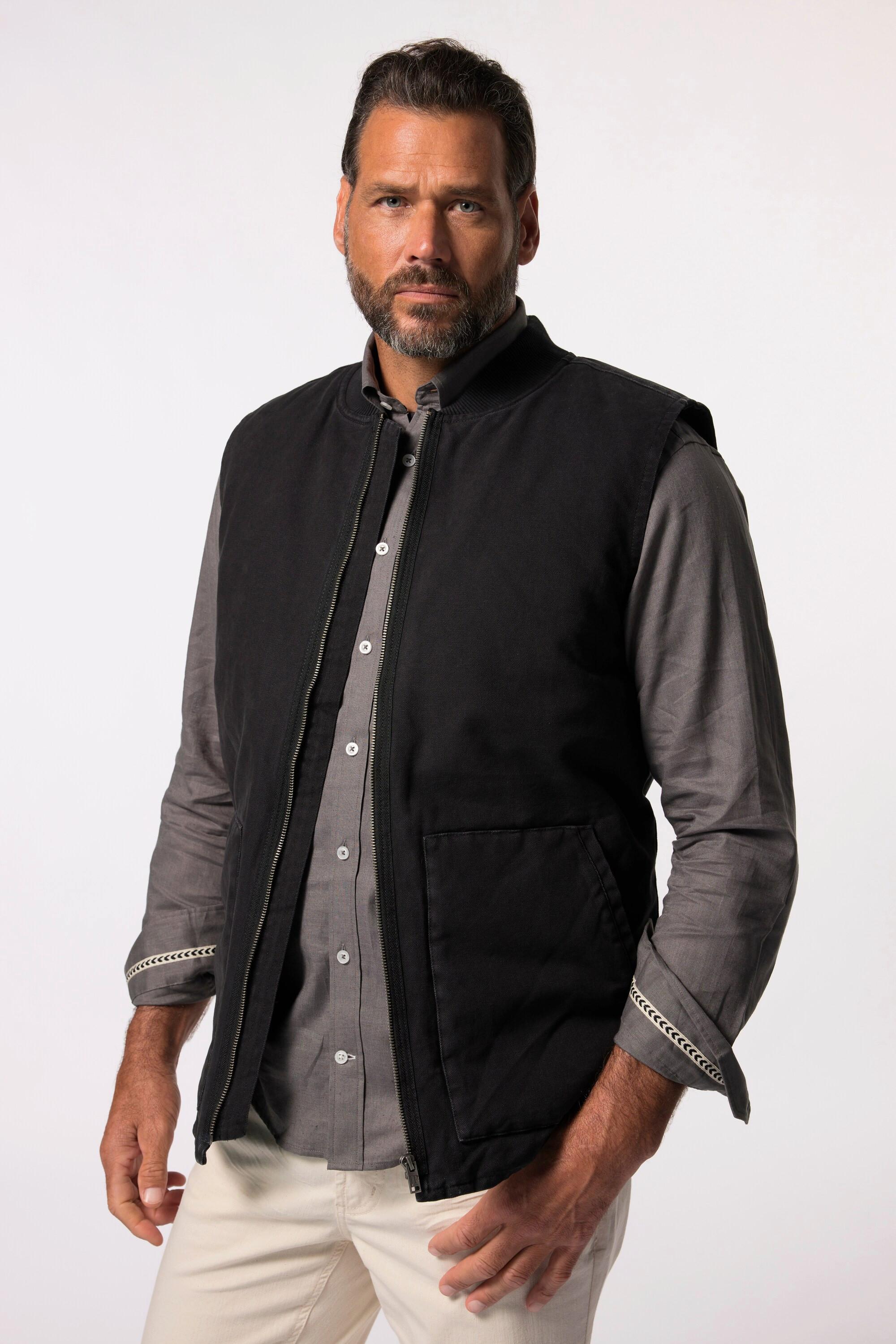 JP1880 Canvasweste Collegekragen  