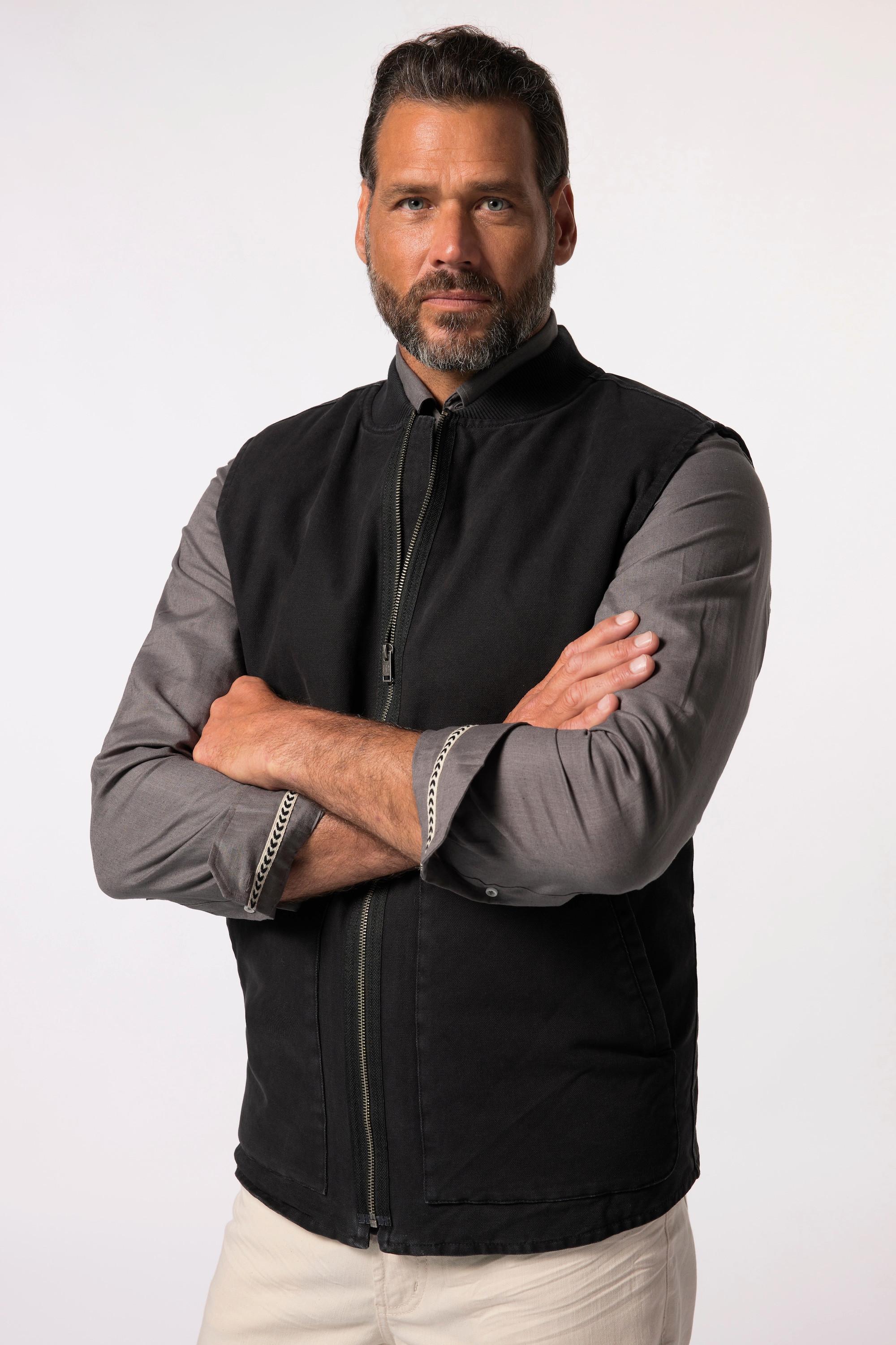 JP1880 Canvasweste Collegekragen  