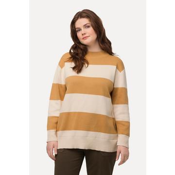 Maglione a righe di cotone biologico con colletto alto e maniche lunghe