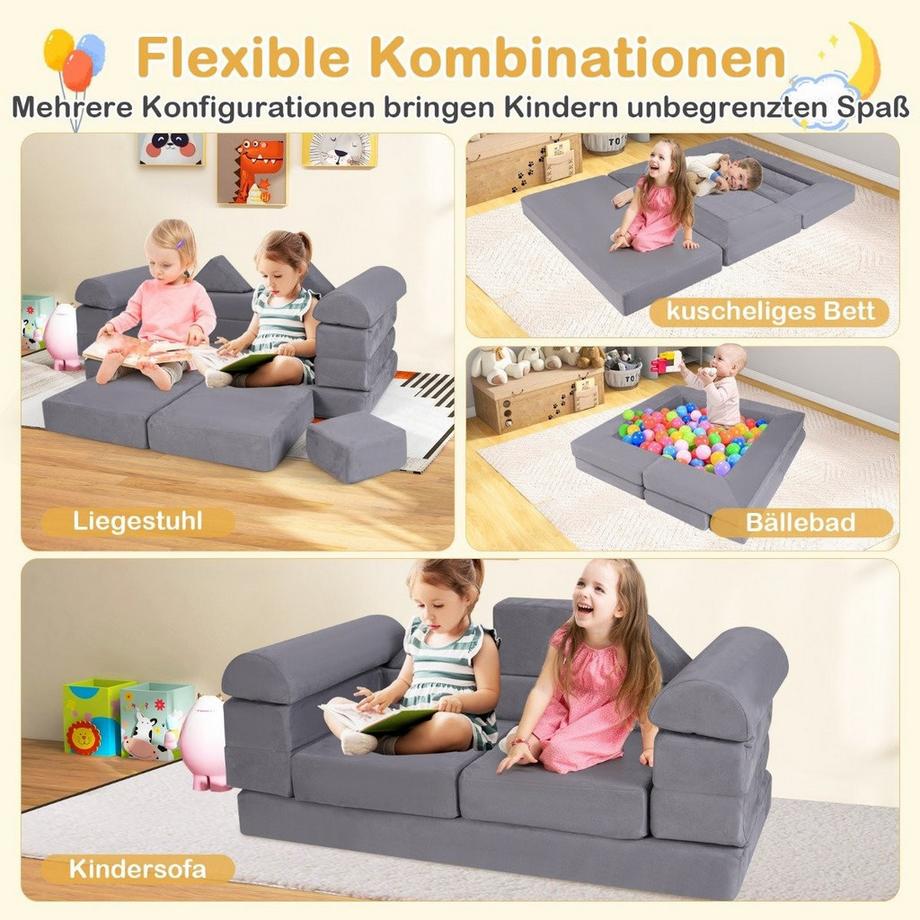 B2X Set de canapé modulaire de 9 pièces pour enfants, favorisant la créativité et le confort  