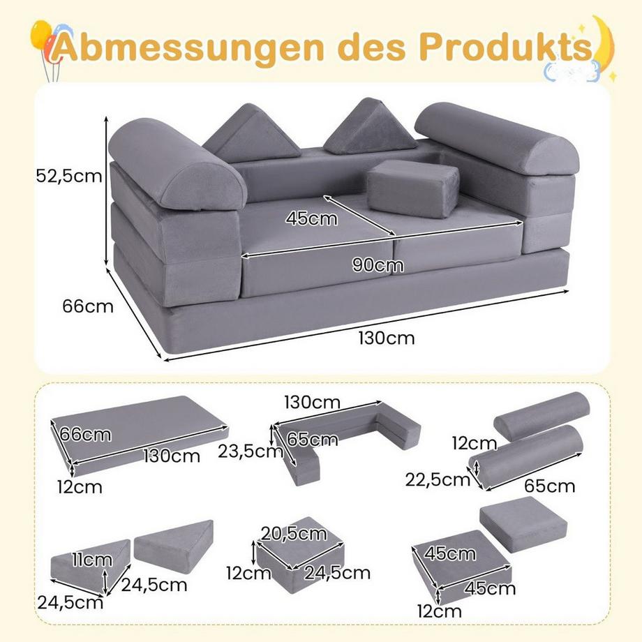 B2X Set de canapé modulaire de 9 pièces pour enfants, favorisant la créativité et le confort  