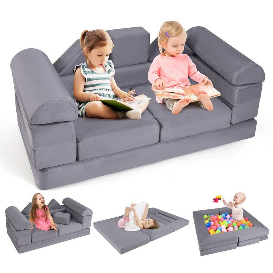 Set de canapé modulaire de 9 pièces pour enfants, favorisant la créativité et le confort