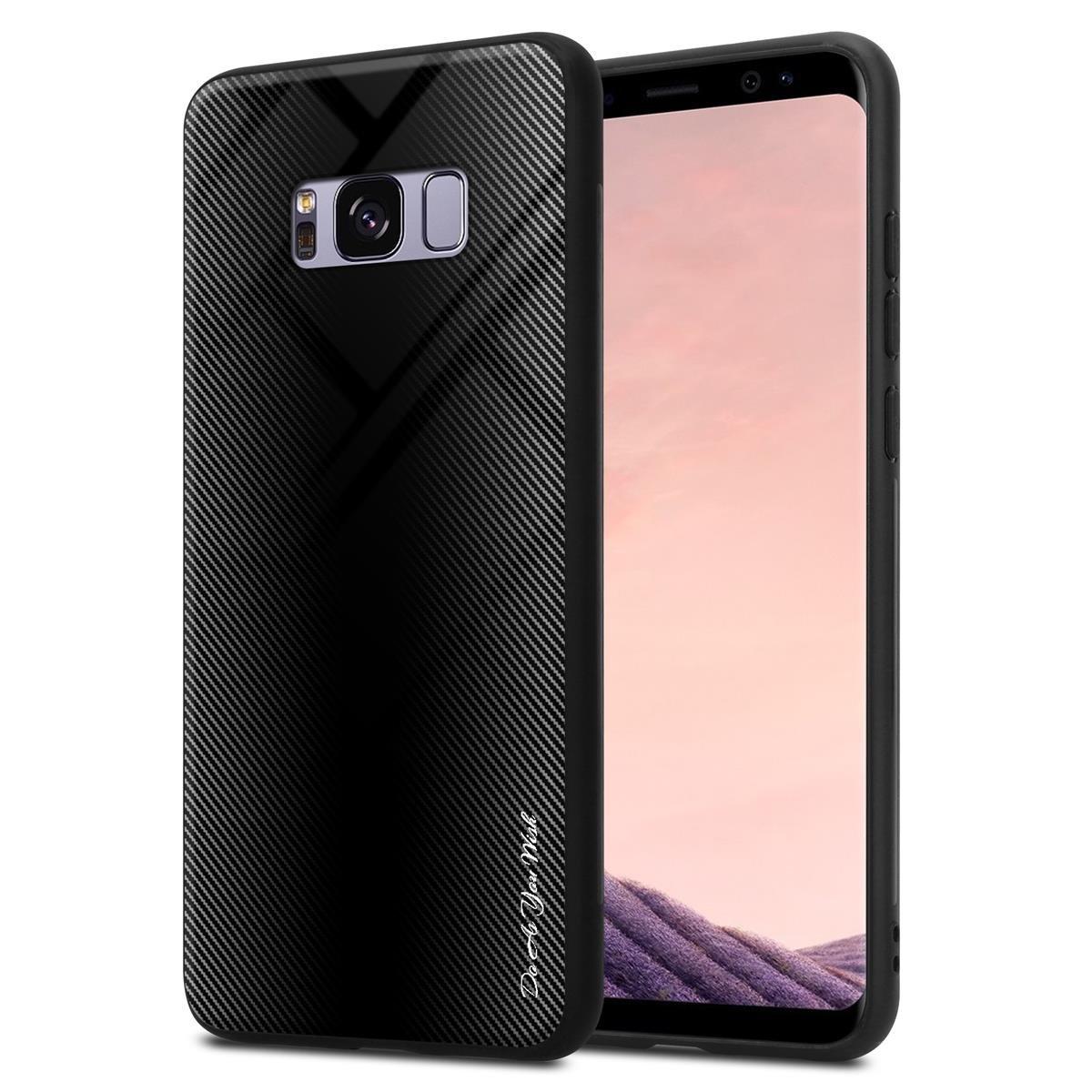 Cadorabo  Housse compatible avec Samsung Galaxy S8 PLUS - Aspect rayé - Coque de protection en silicone TPU et dos en verre trempé 