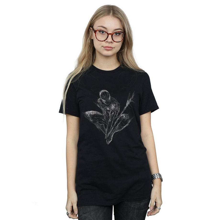 MARVEL Spider-Man Sketch T-Shirt a Maniche Corte  