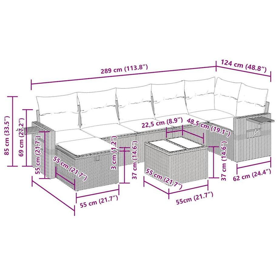 VidaXL Ensemble de canapés de jardin rotin synthétique  