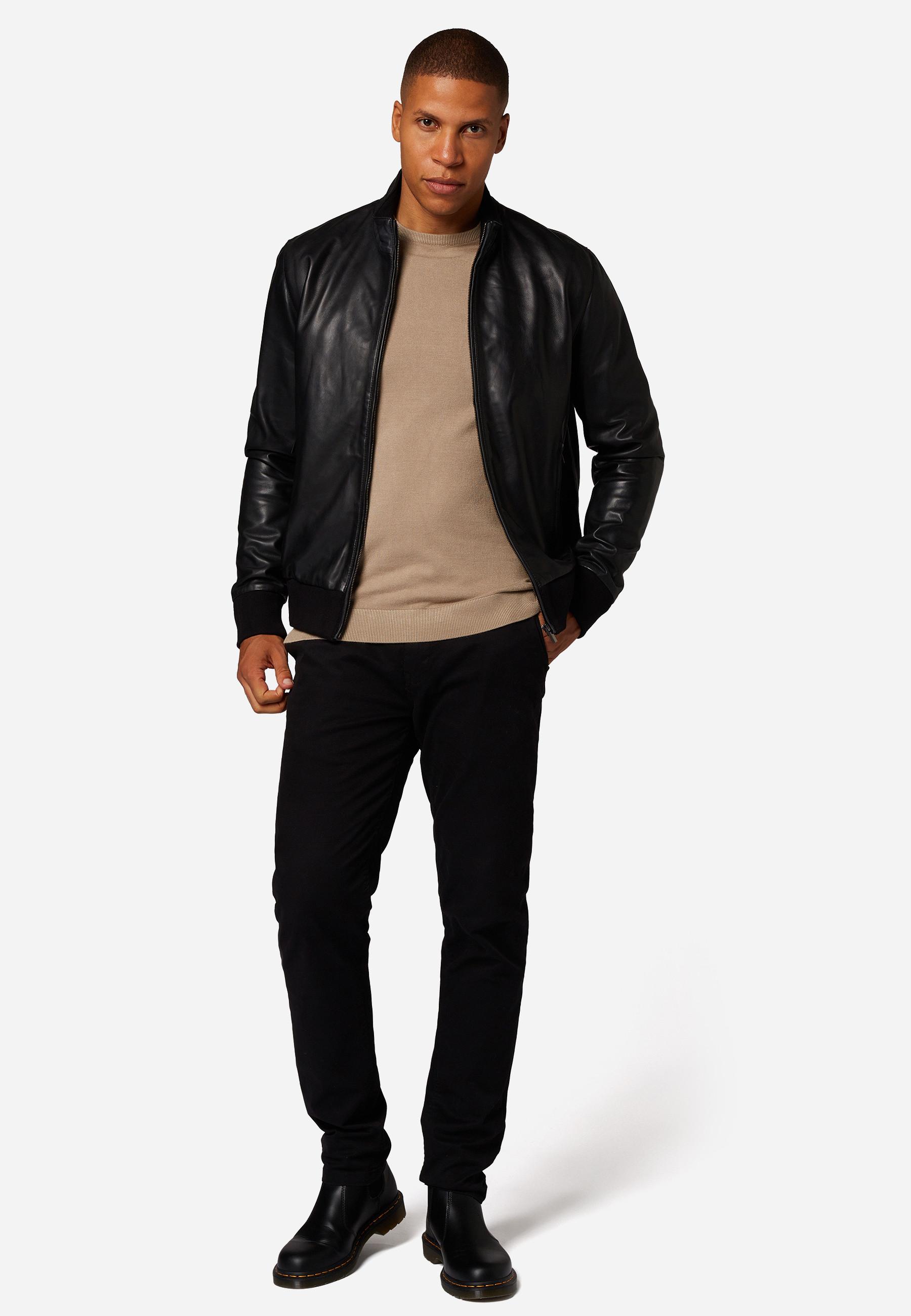 RICANO  Veste en cuir pour homme Lalo, style bomber avec col montant 