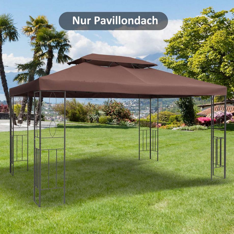 Northio Pavillondach Ersatz Polyester 3X4M Kaffee Wasserabweisend Für Metall- & Gartenpavillon  