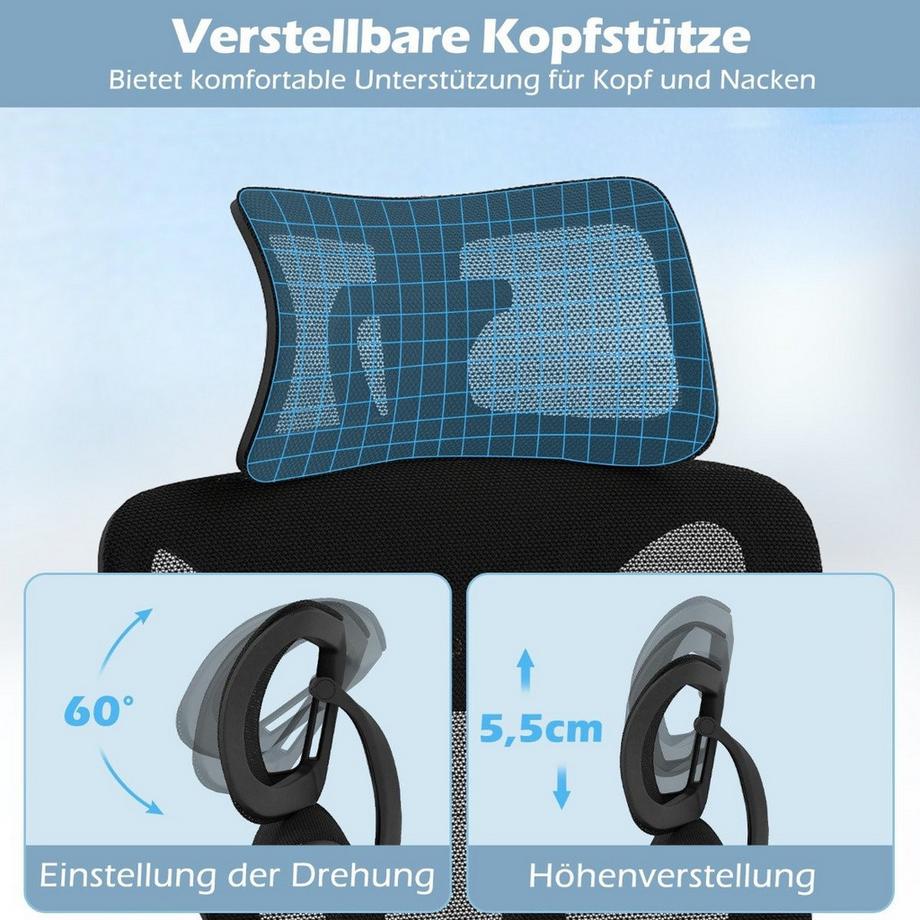 Northix Chaise de bureau ergonomique, réglable  