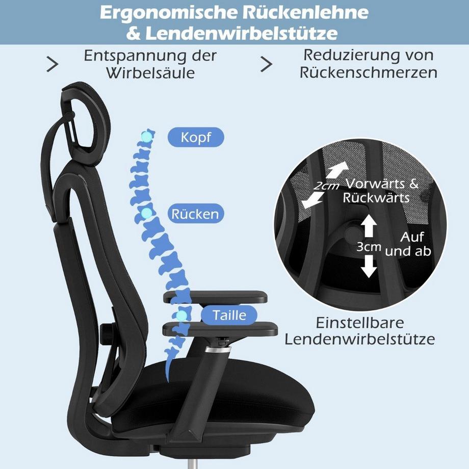Northix Chaise de bureau ergonomique, réglable  
