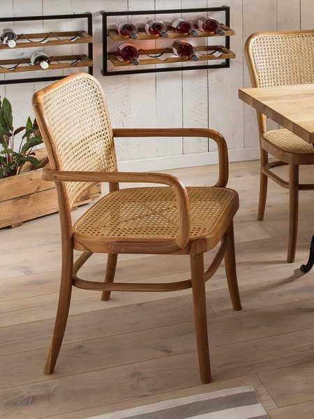 mutoni Fauteuil rotin teck marron  