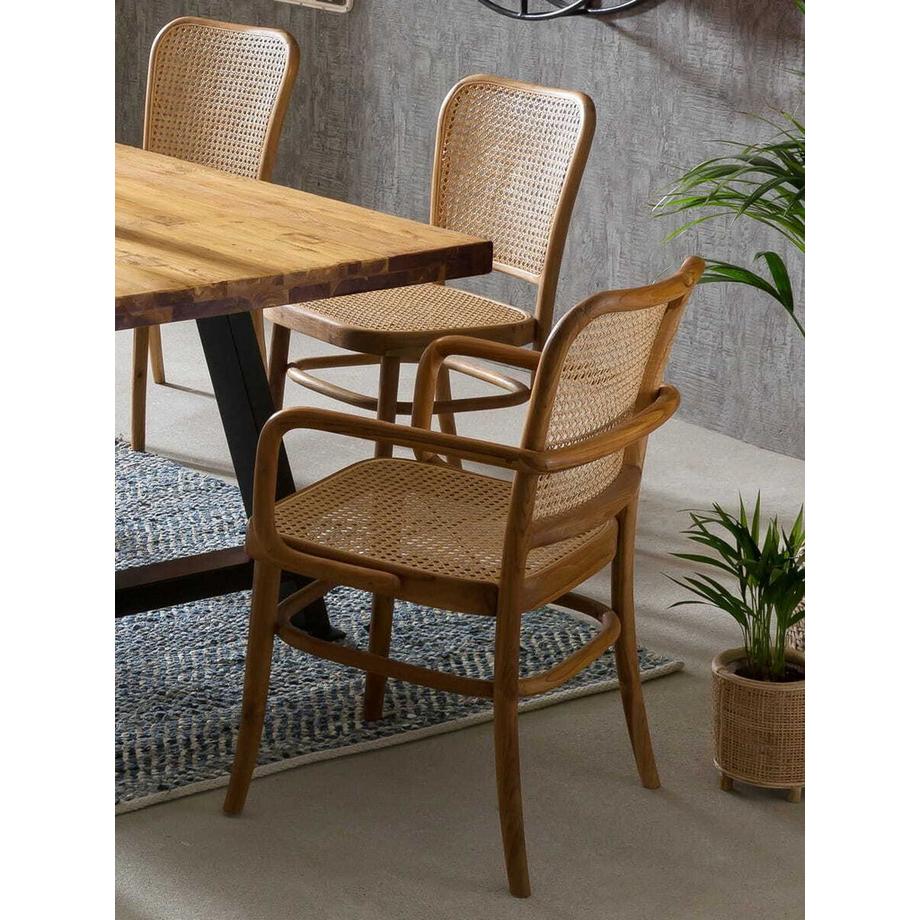 mutoni Armlehnstuhl Rattan Teak  