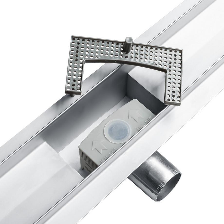 Tectake Caniveau de douche  en acier inoxydable  
