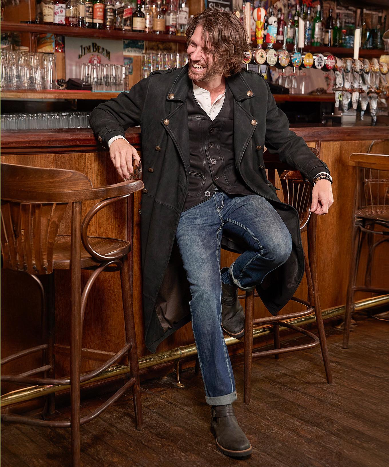 Joe Browns Langer Militär Ledermantel  