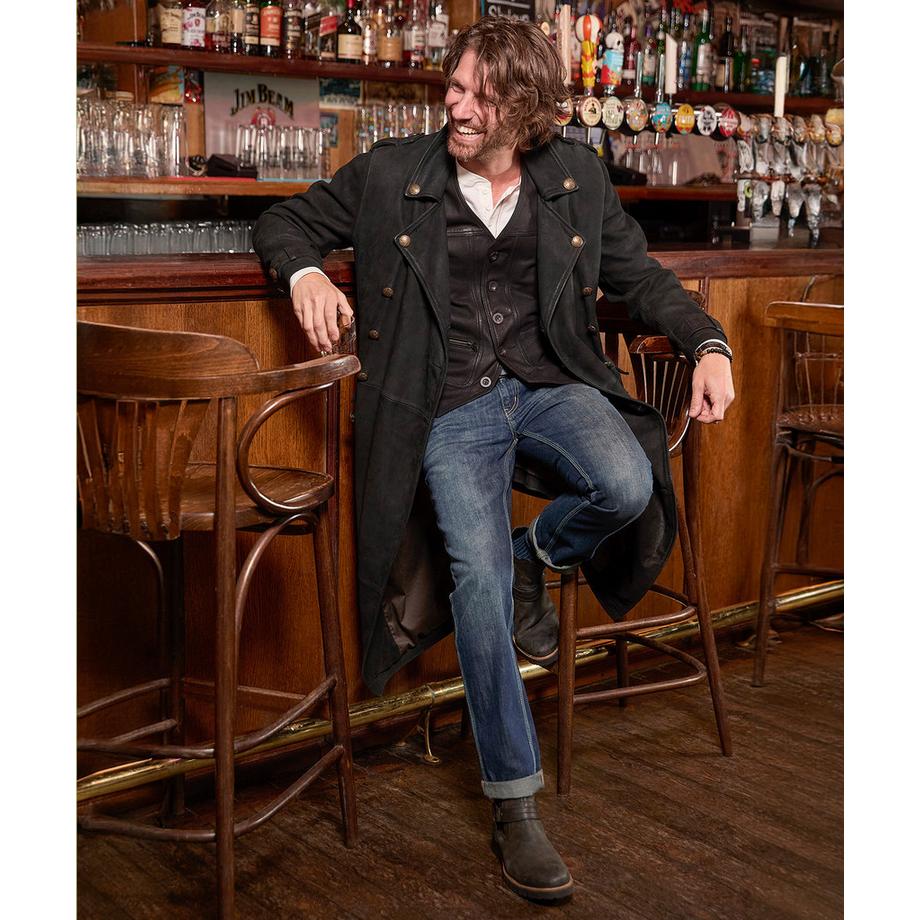 Joe Browns Langer Militär Ledermantel  