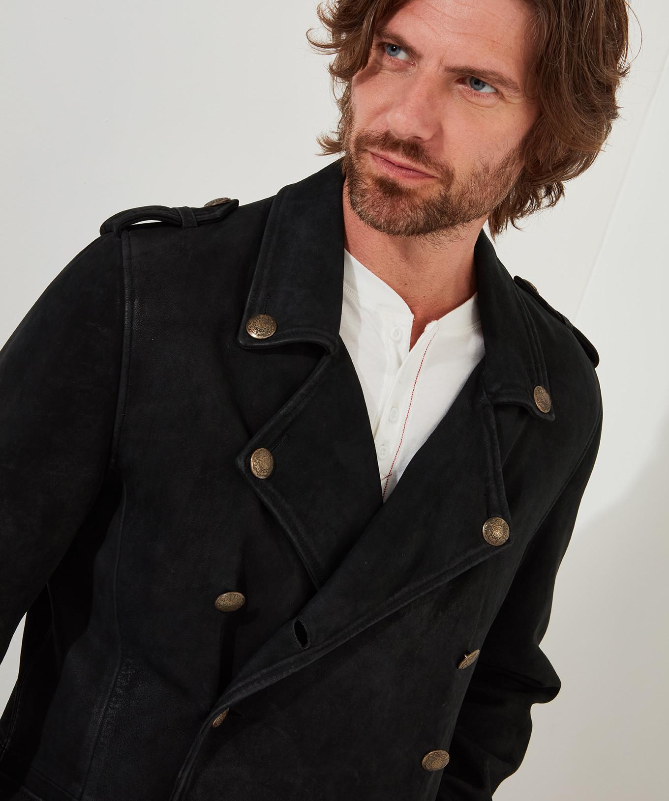 Joe Browns Langer Militär Ledermantel  