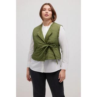 Ulla Popken  Gilet matelassé, col en V, cordon, coton bio 