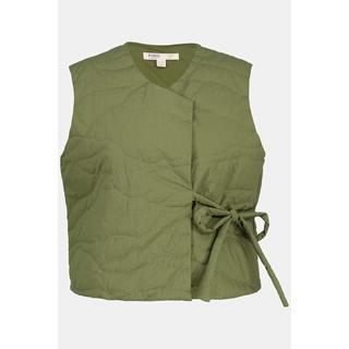 Ulla Popken  Gilet matelassé, col en V, cordon, coton bio 